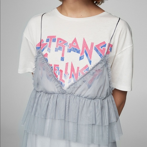 Pull & Bear Tulle Dress with Frills - Picture 2 of 3